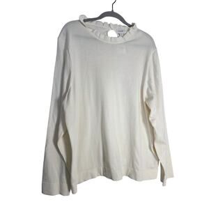 J.Crew White Ruffle Top Women's 2X Plus Size Classic Feminine NWT Minimalist